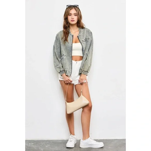 Mustard Seed Acid Wash Oversized Jean Jacket - Picture 2 of 5